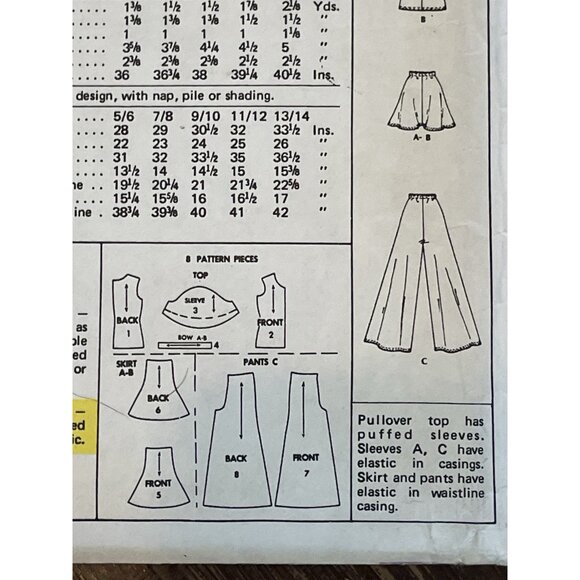 McCall's 3520 Pattern Vintage 1970s Junior Teen Top Skirt Pants Size 9/10 UNCUT - Picture 4 of 4
